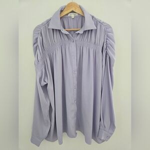 Carole Christian Oversized Long Sleeve Collared Swing Top, Size S